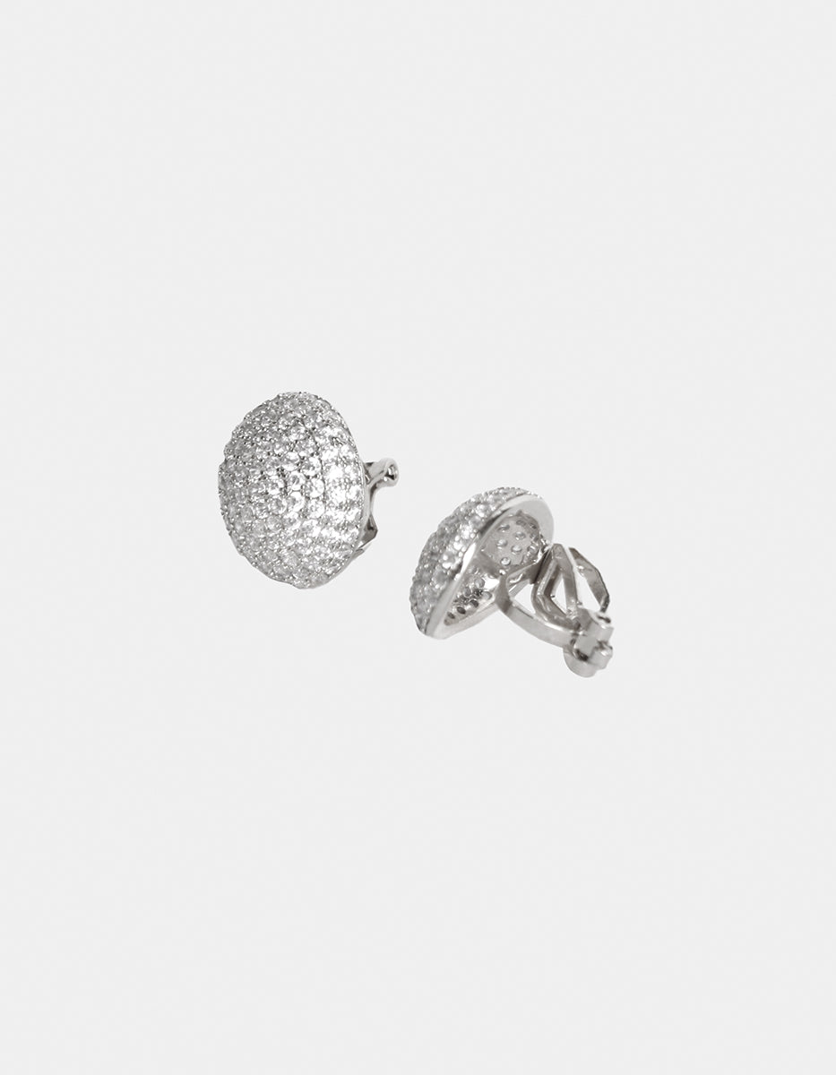 Aretes clip en forma ovalada con topacios blancos · Festive Style