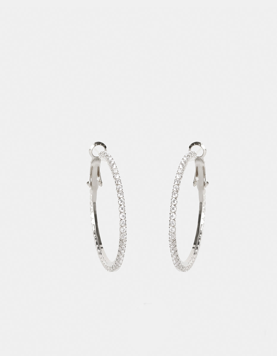 Arracadas con topacios blancos redondos medianos Festive Style