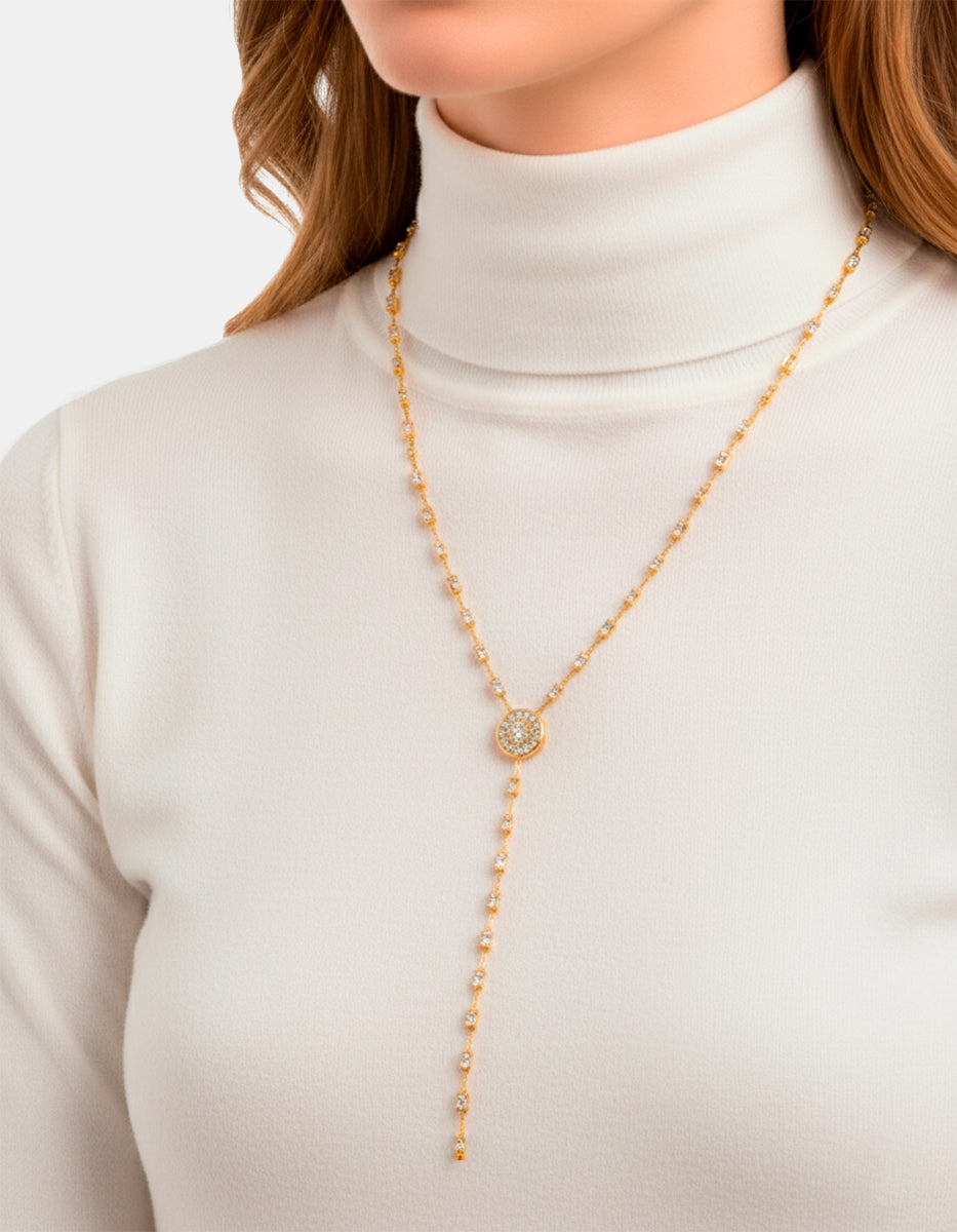 Collar con dije & topacios blancos Luxury Color