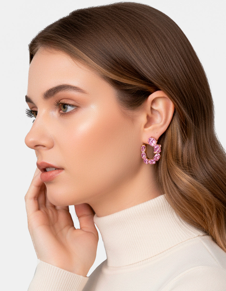Aretes rosa de francia Luxury Color