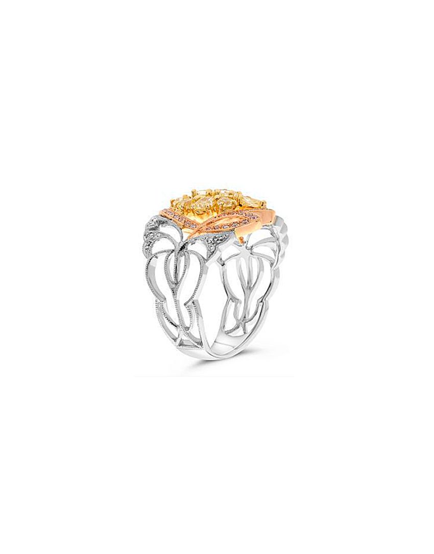 ANILLO ORO BCO & AMARILLO & ROSA CON DIAMANTES