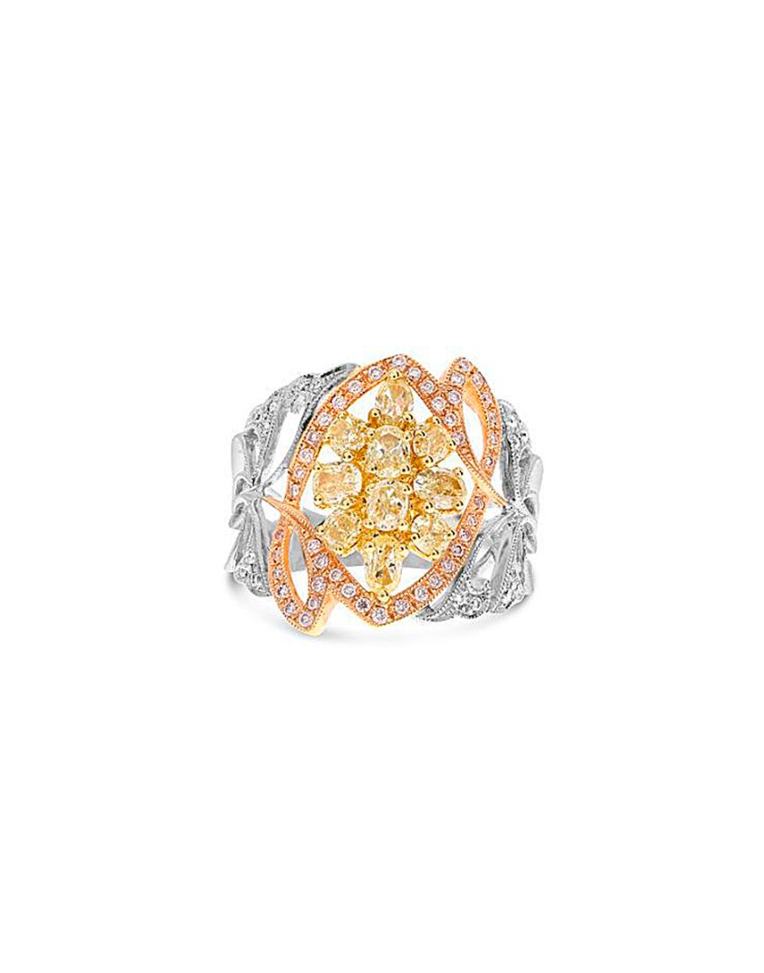 ANILLO ORO BCO & AMARILLO & ROSA CON DIAMANTES