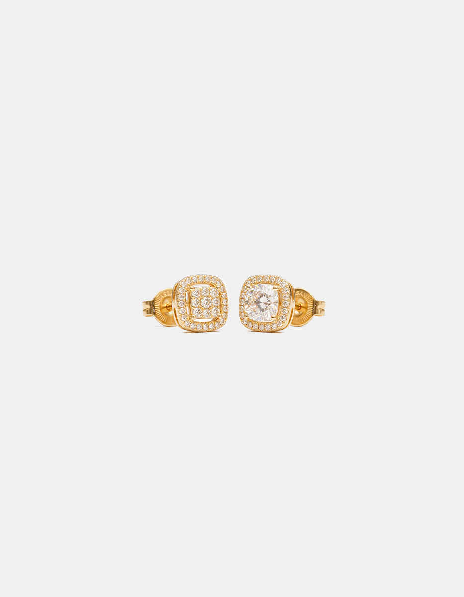 Broqueles de plata .925 con baño de oro 22k y topacios mini corte brillante Festive Style
