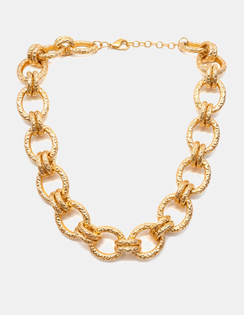⚡Ei Collar en oro laminado 22 kt con eslabones martillados Latin Flavor