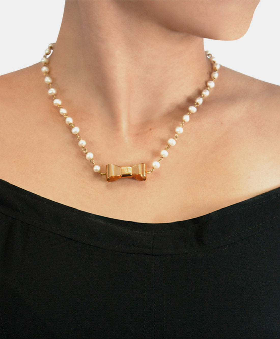 Collar con moño & perla mabe Viena