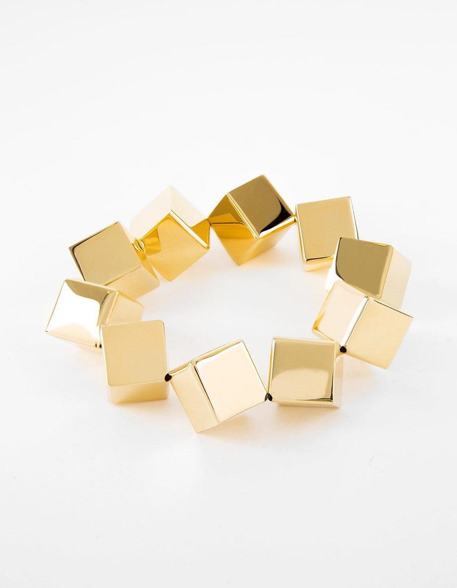 Brazalete cubos dorados Mexican Geometry