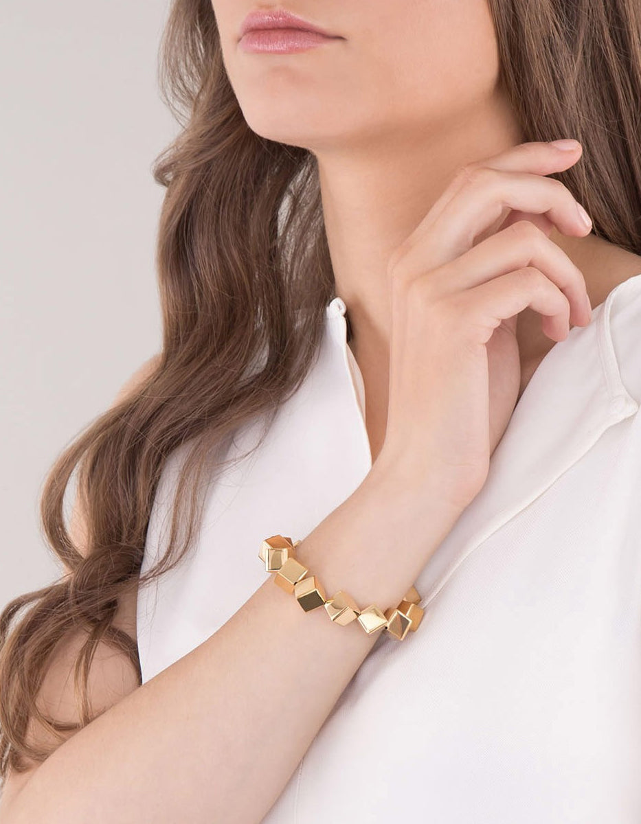 Brazalete cubos dorados Mexican Geometry