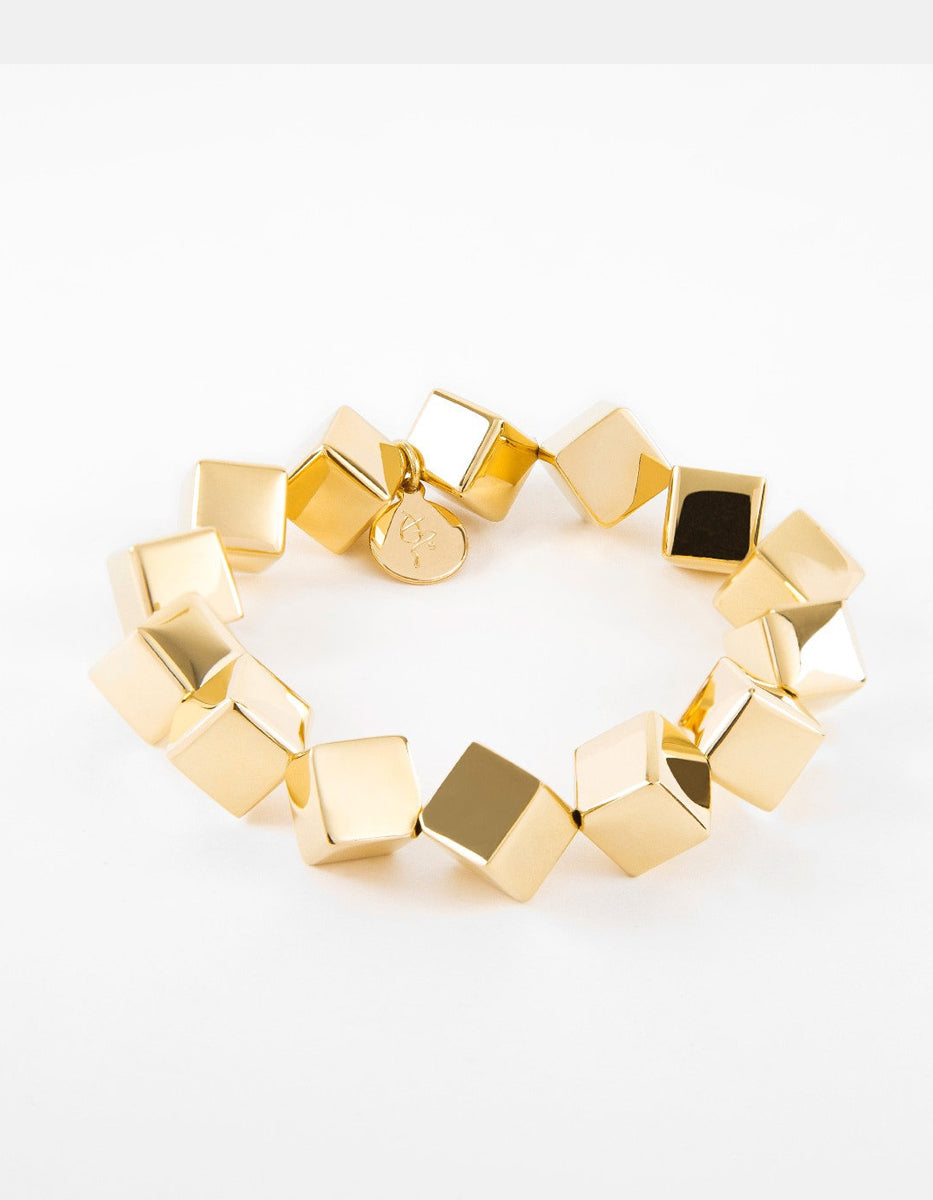 Brazalete cubos dorados Mexican Geometry