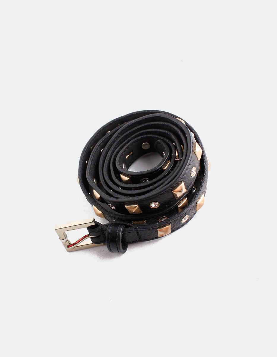 ⚡Ei Cinturón de Piel Negra con Hebilla de Metal Base Dorado Las Vegas