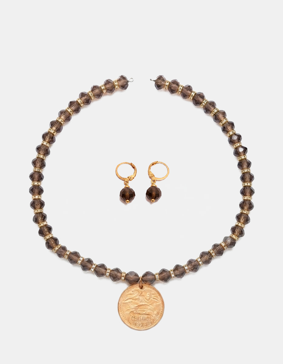 Set de Gargantilla con moneda y arracadas mini