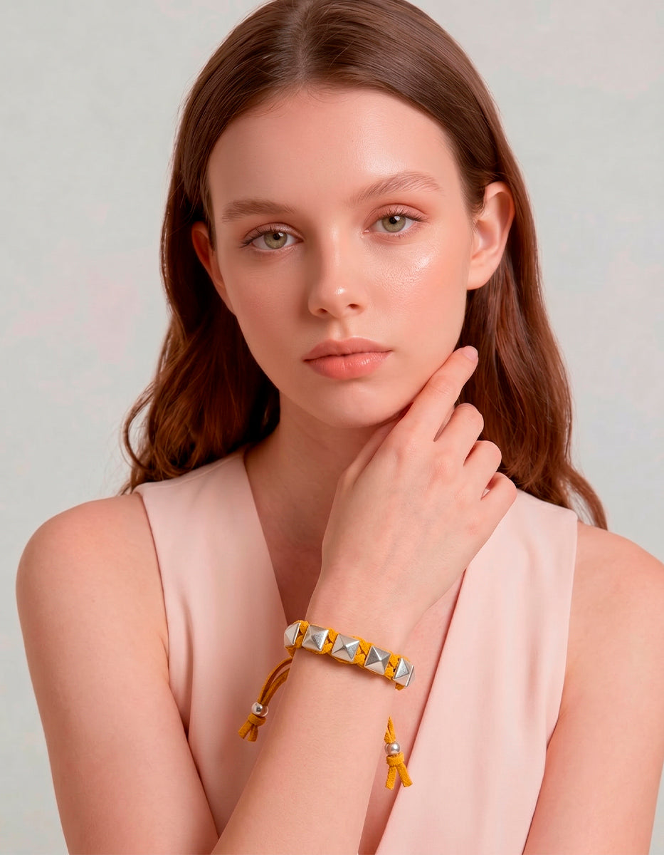 Pulsera de Metal Noble con Estoperoles en Baño de Platino