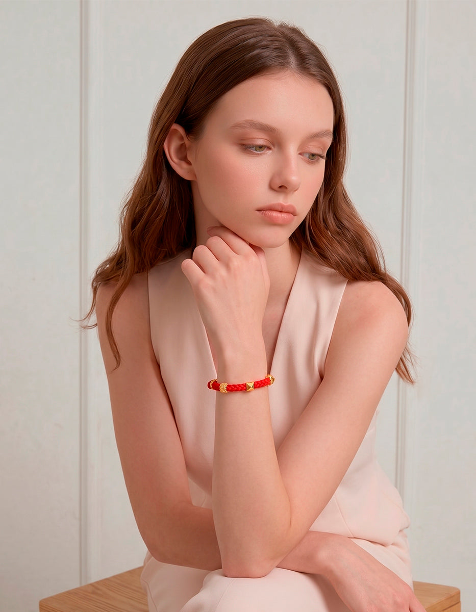 Pulsera de Metal Noble con Estoperoles y Baño de Oro