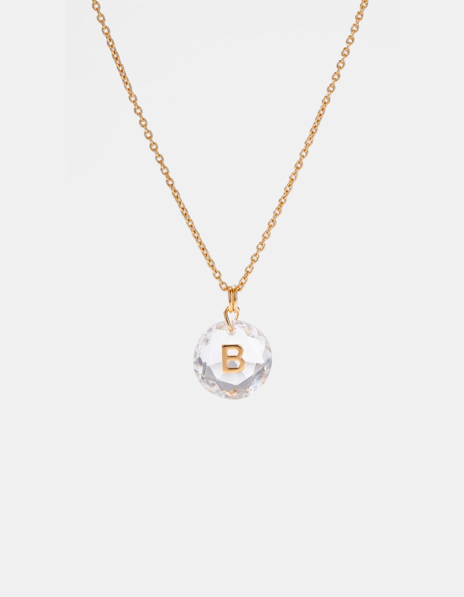 Collar con dije espinolita facetada con inicial B plata .925 con baño de oro 22kt Única