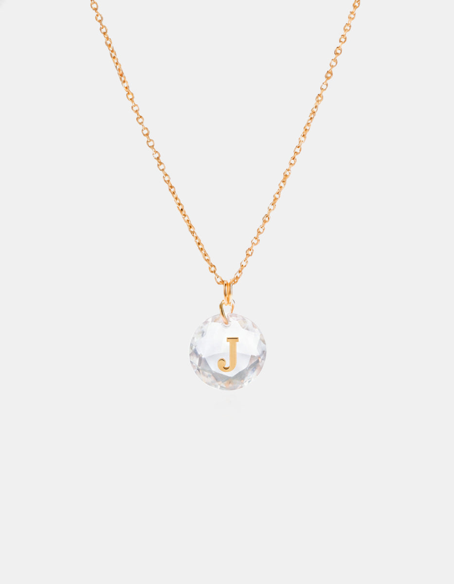 Collar con dije espinolita facetada con inicial J plata .925 con baño de oro 22kt Única
