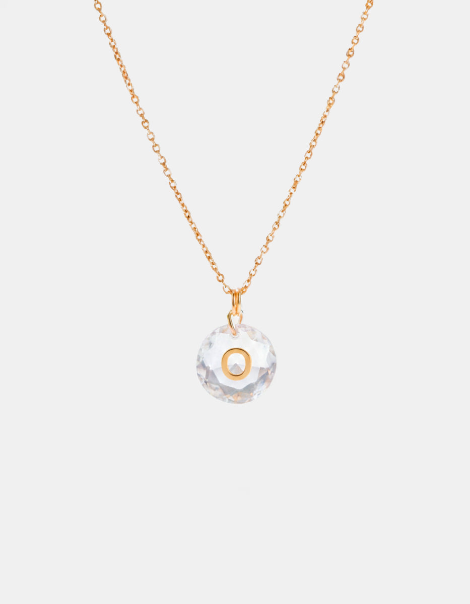 Collar con dije espinolita facetada con inicial O plata .925 con baño de oro 22kt Única