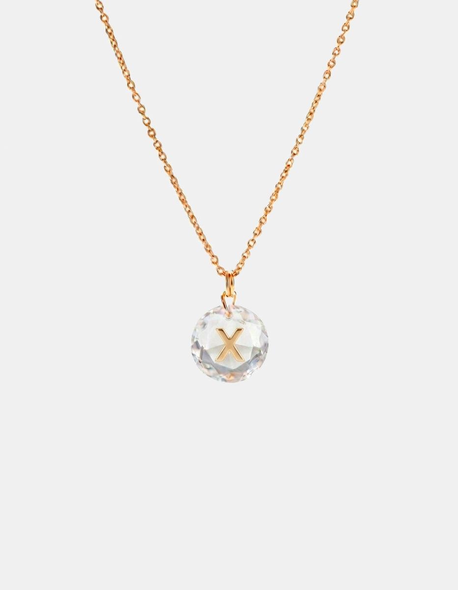Collar con dije espinolita facetada con inicial X plata .925 con baño de oro 22kt Única
