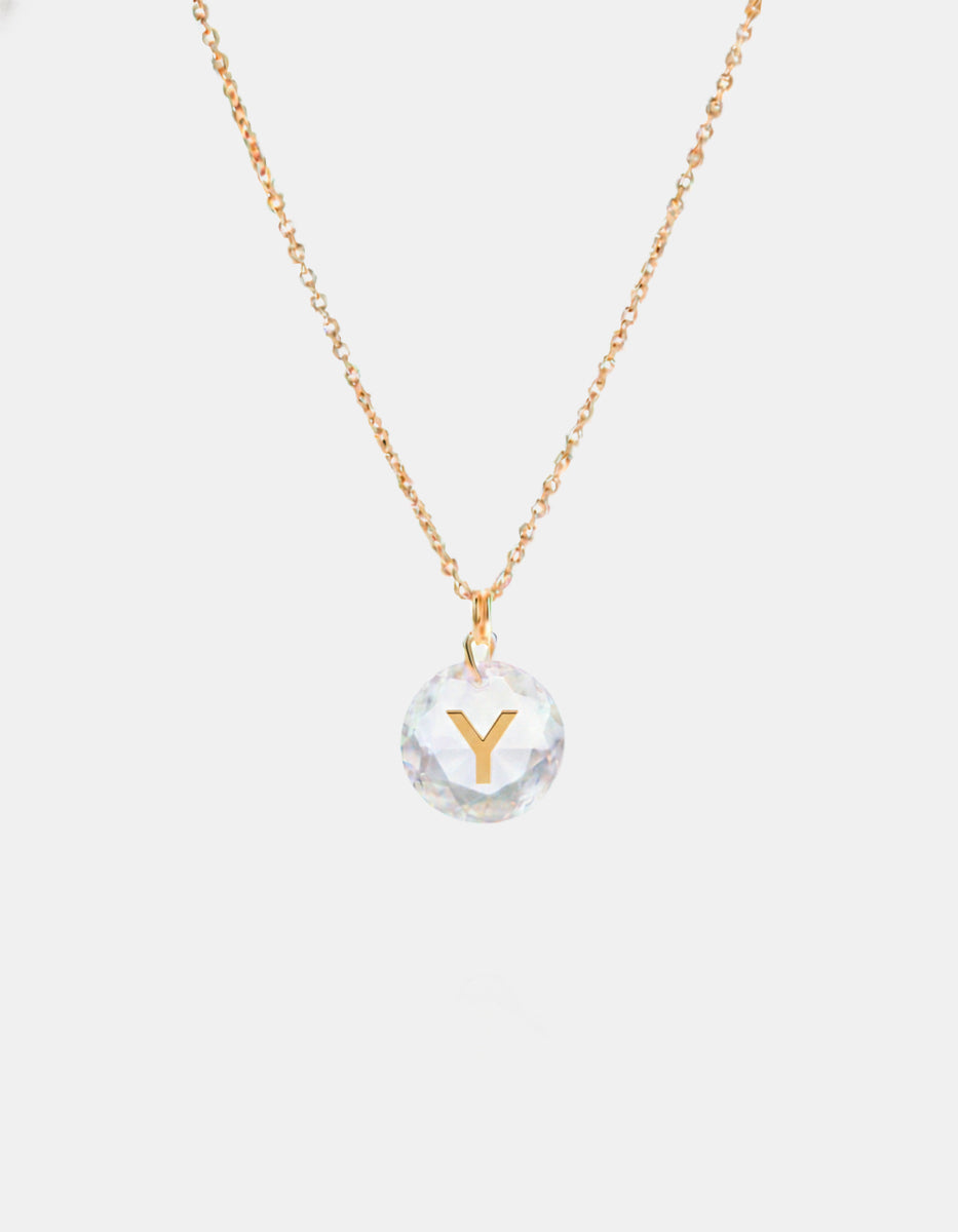 Collar con dije espinolita facetada con inicial Y plata .925 con baño de oro 22kt Única