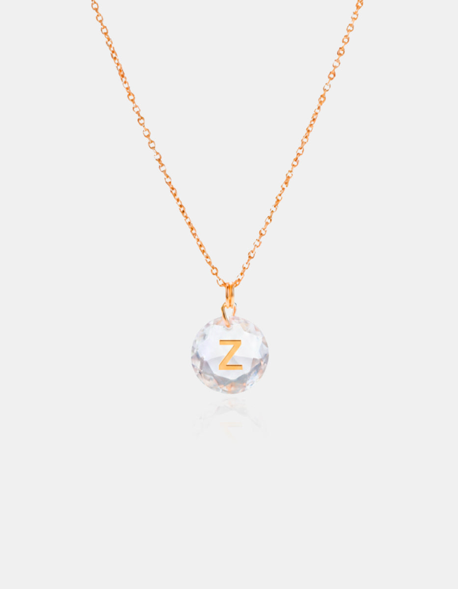 Collar con dije espinolita facetada con inicial Z plata .925 con baño de oro 22kt Única