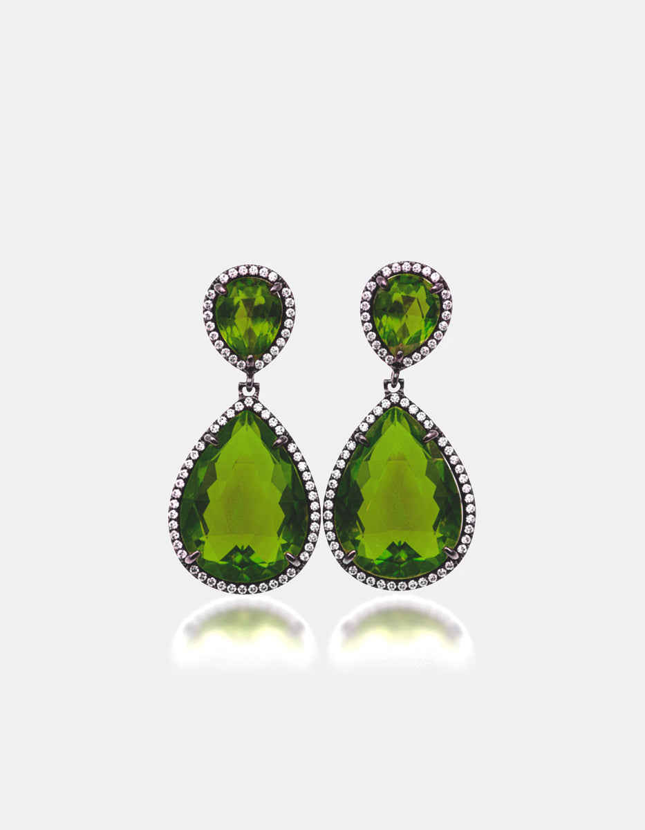 Aretes ojo de gato tono verde Marquesa