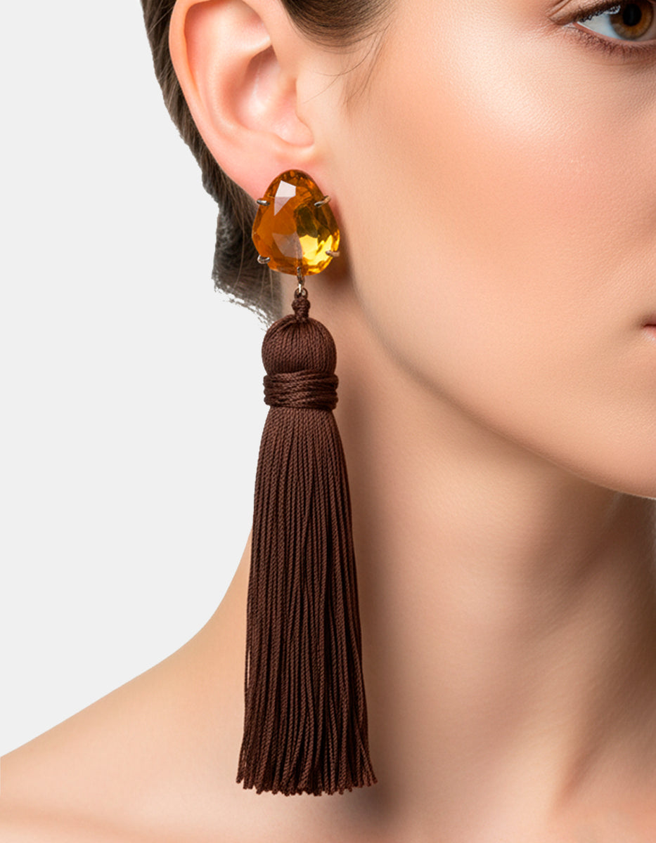 Aretes de plata .925 con mota café Esplendida