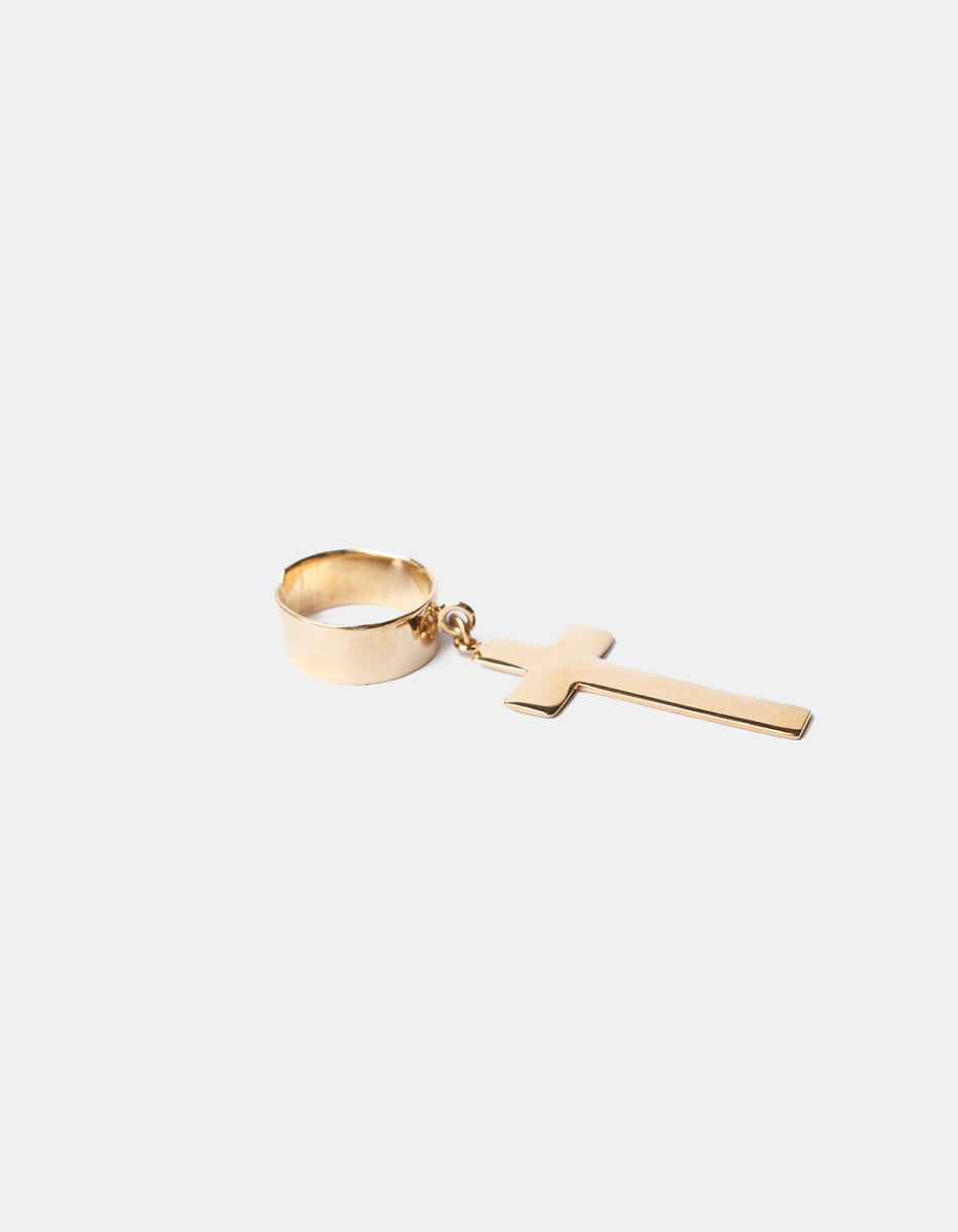 Anillo ajustable en Metal Noble con Baño Vermeil 22K en Forma de Cruz