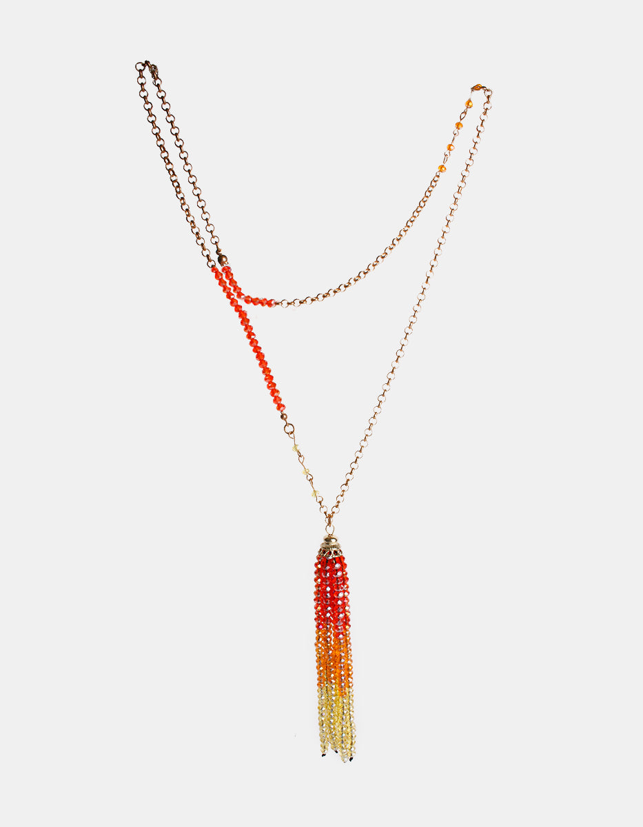 Collar de bronce en baño vermeil 22k con cristales facetados en degradado ombré