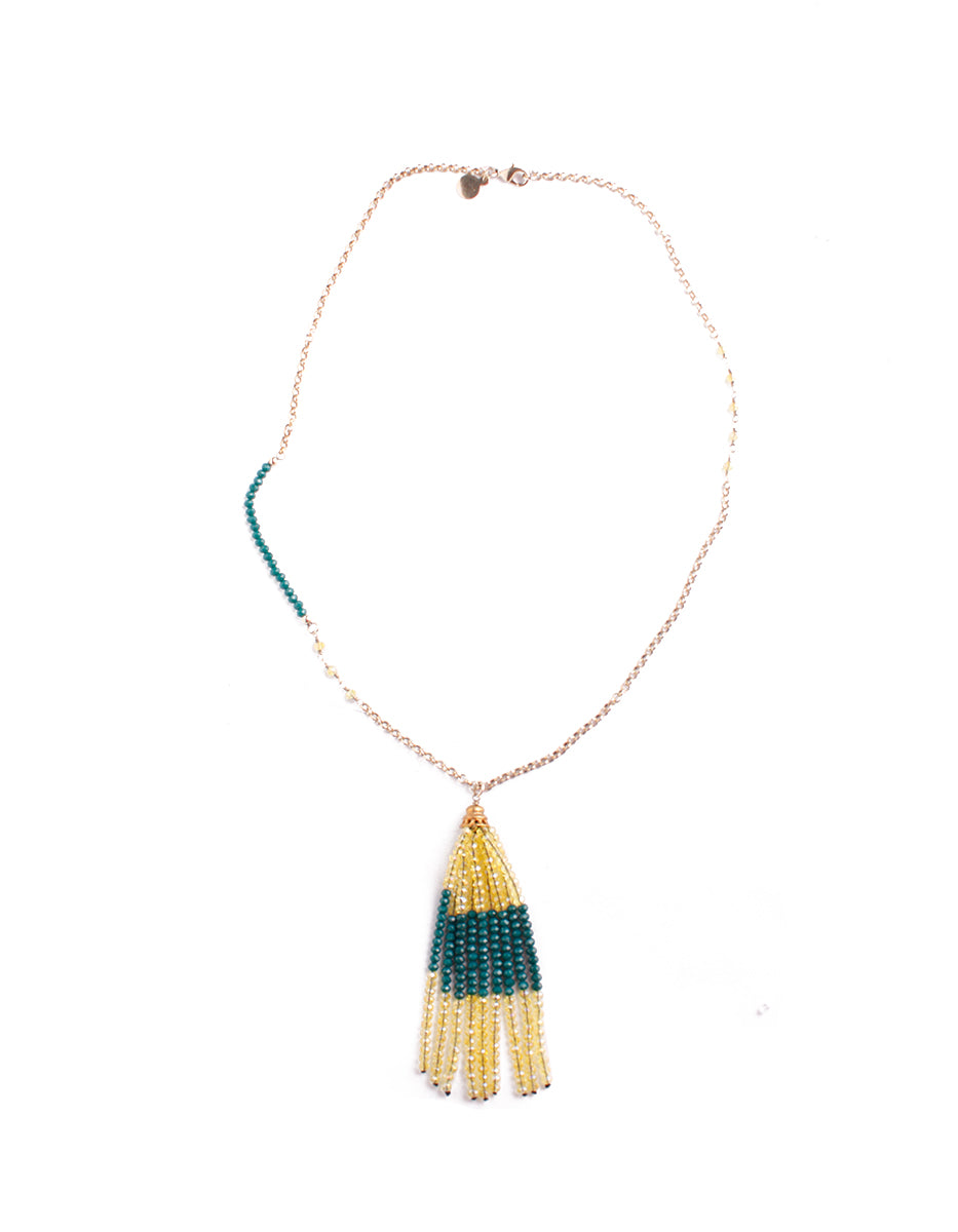 ⚡Ei Collar de Bronce con Baño de Vermeil 22K y Cristal By Daniel Espinosa