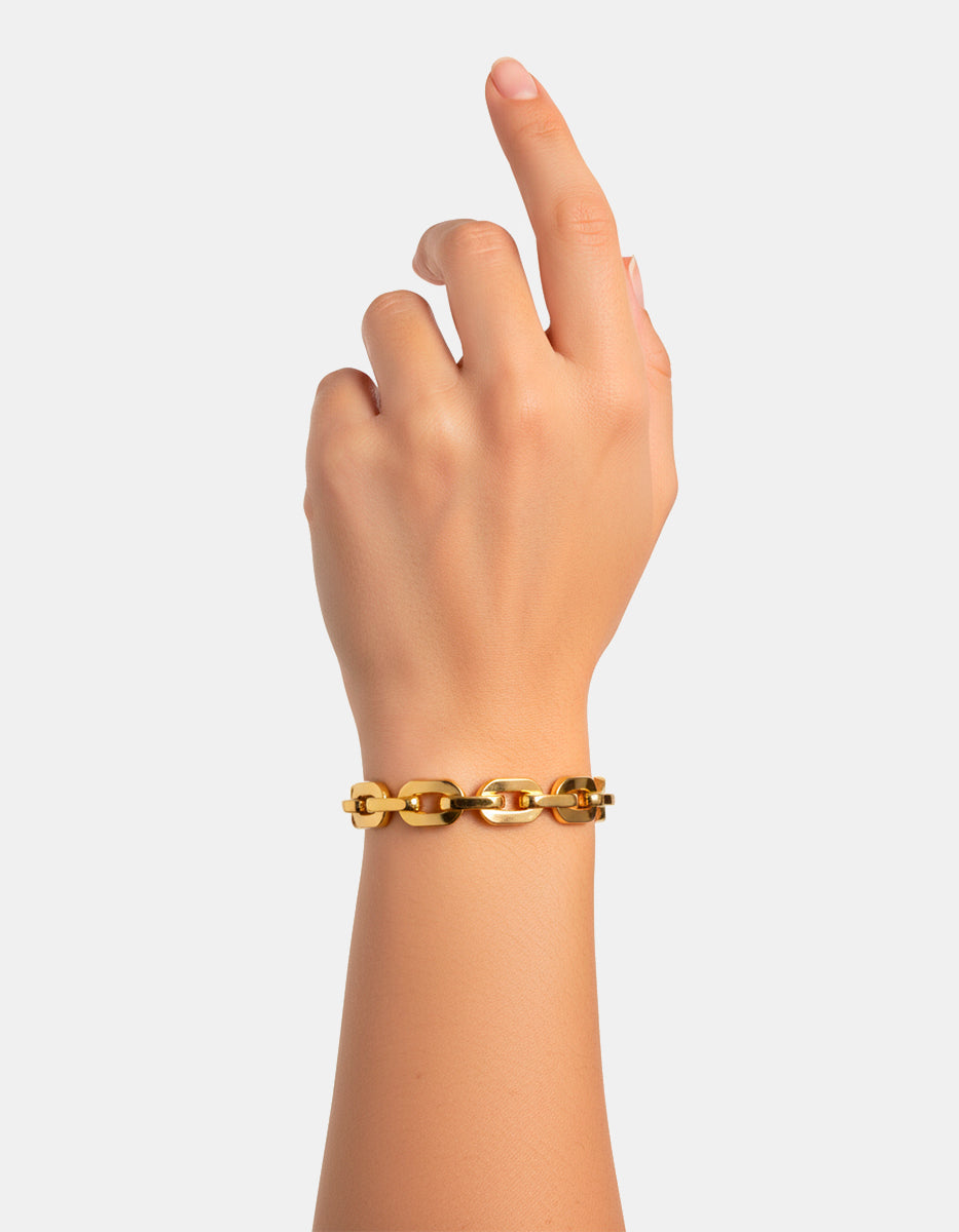 Brazalete rigido eslabones entrelazados Golden