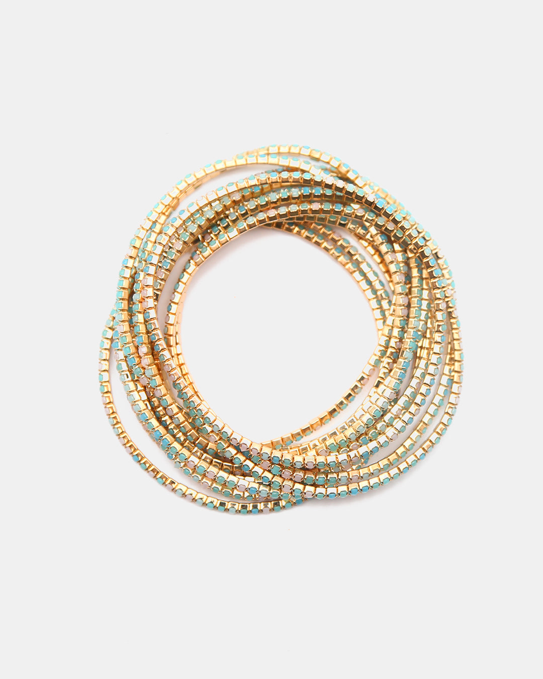 Pulseras de Gold-Filled con Espinolita Azul turquesa & Rosa pastel
