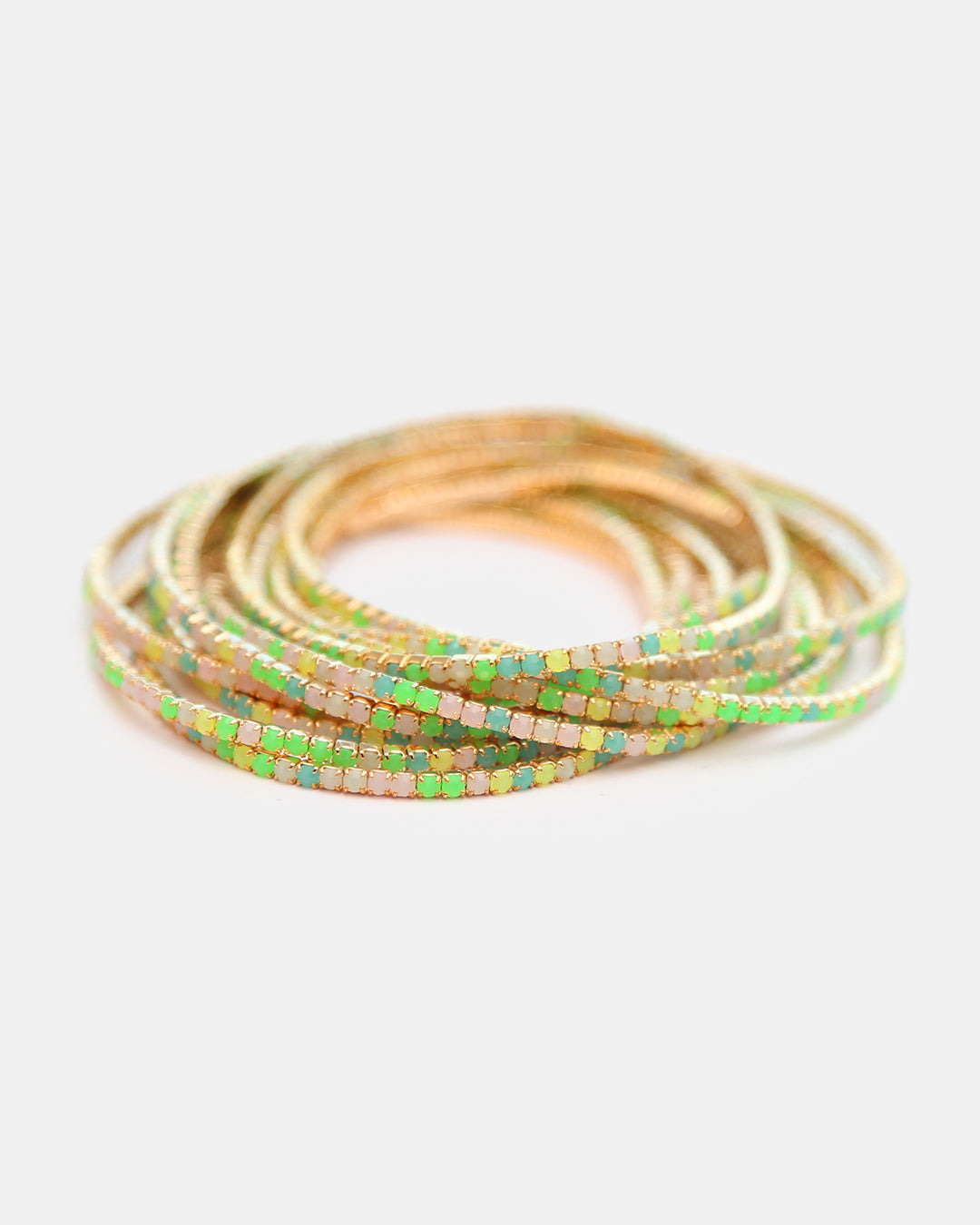Pulseras de Gold-Filled con Espinolita Tonos Lima, Menta & Rosa Suave