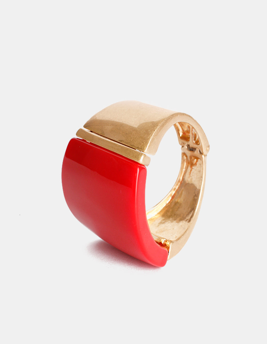 Brazalete de oro laminado con baquelita roja Mandragora
