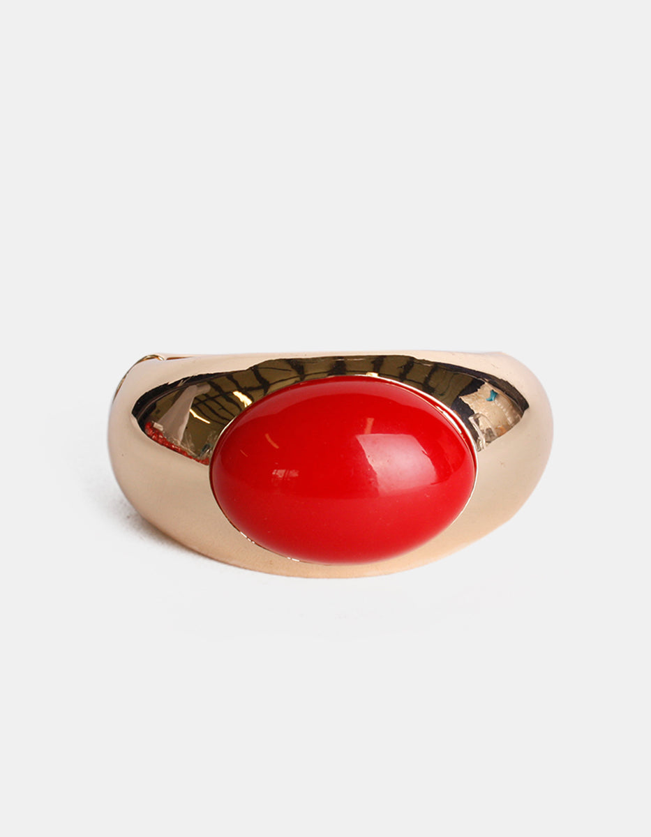 Brazalete de oro laminado con baquelita roja Mandragora