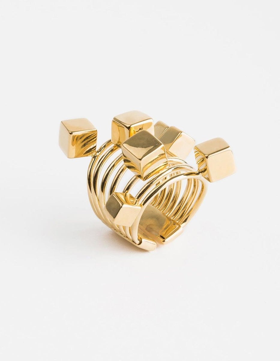 Anillo cubos Mexican Geometry