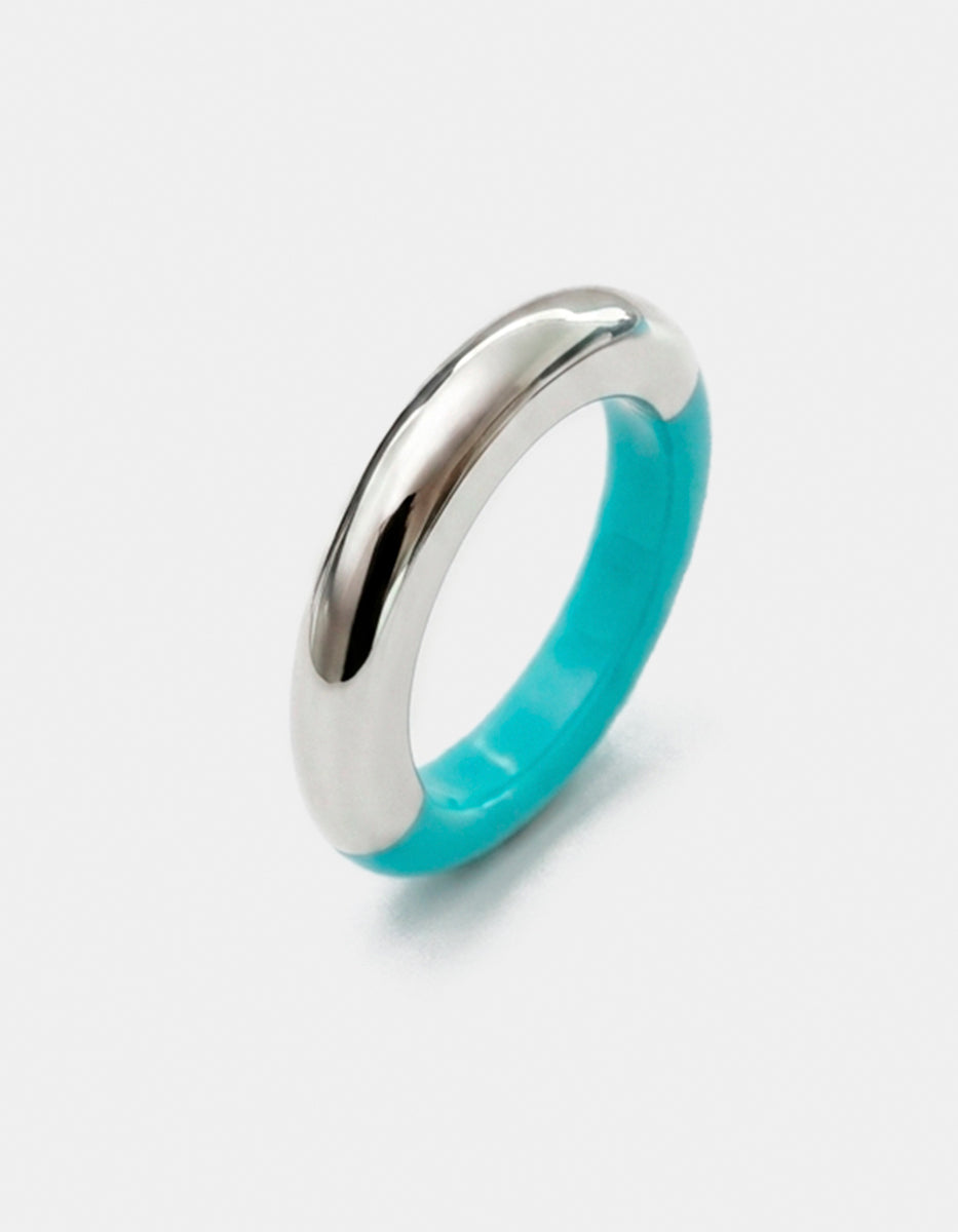 Brazalete de metal noble plateado con baquelita turquesa