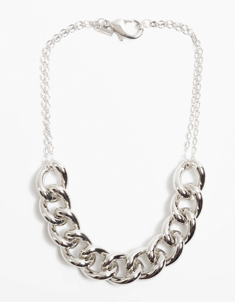 Collar con eslabones de bronce con baño de rodio Fenicia