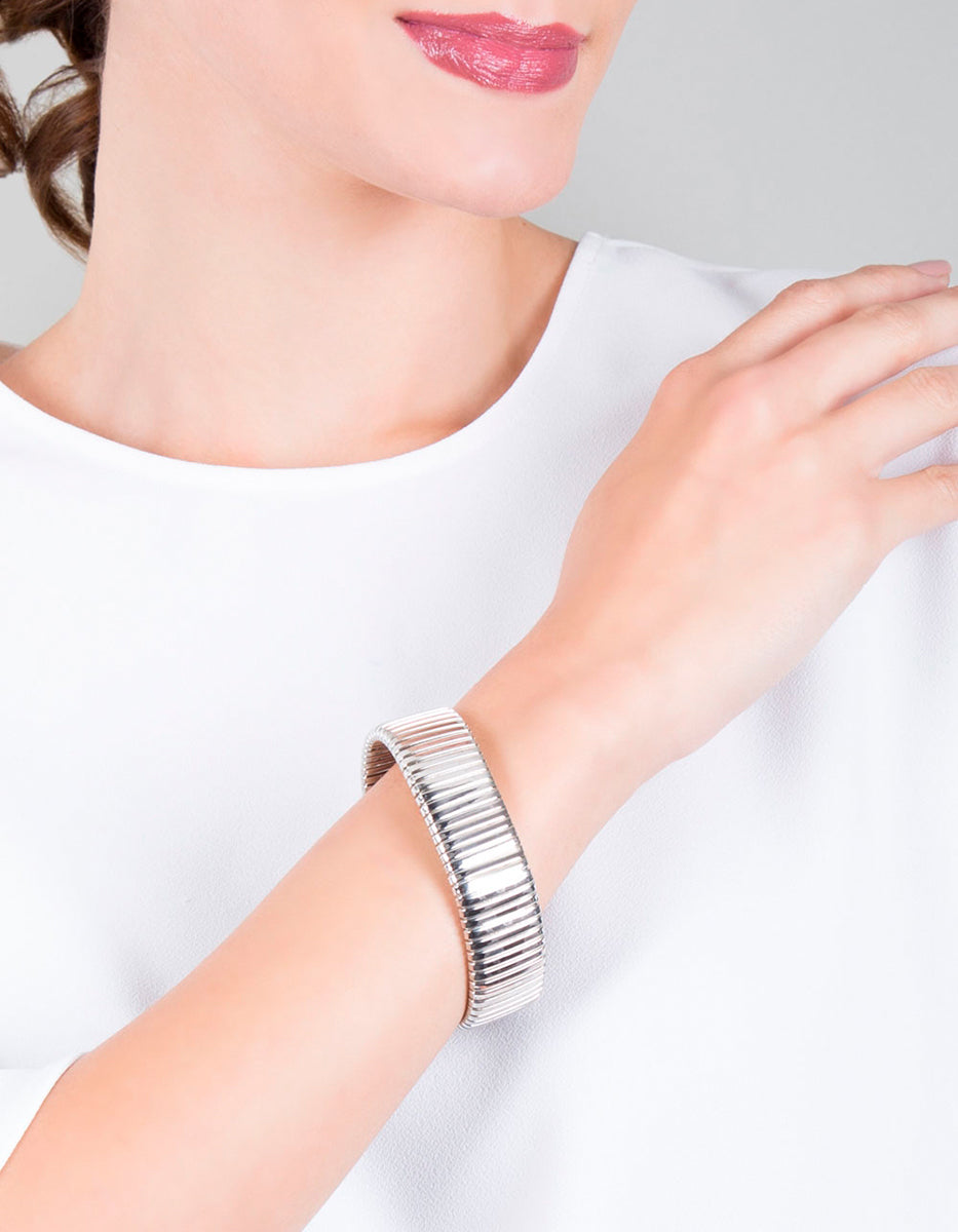 Brazalete de bronce con baño de rodio Fenicia