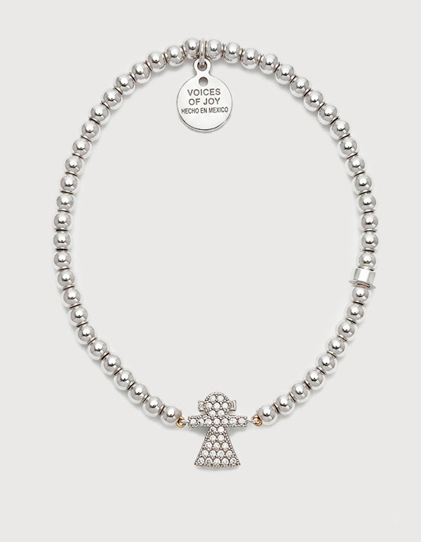 Pulsera de Bronce en baño de Rodio y dije con Espinolitas en corte brillante