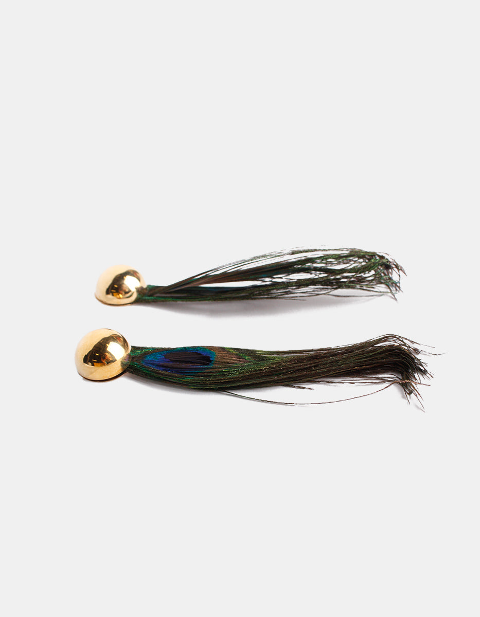 Aretes con plumas tipo pavoreal Esplendida