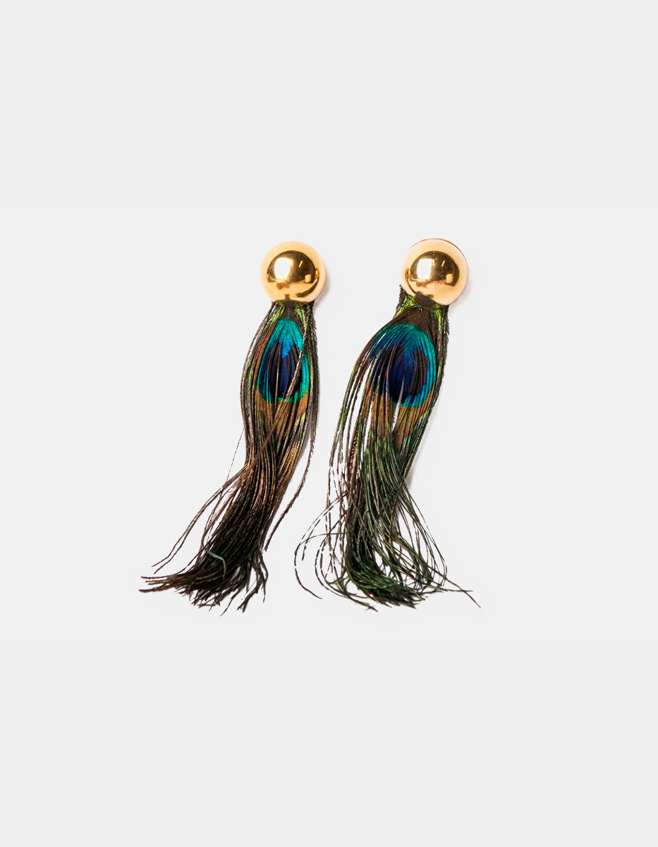 Aretes con plumas tipo pavoreal Esplendida