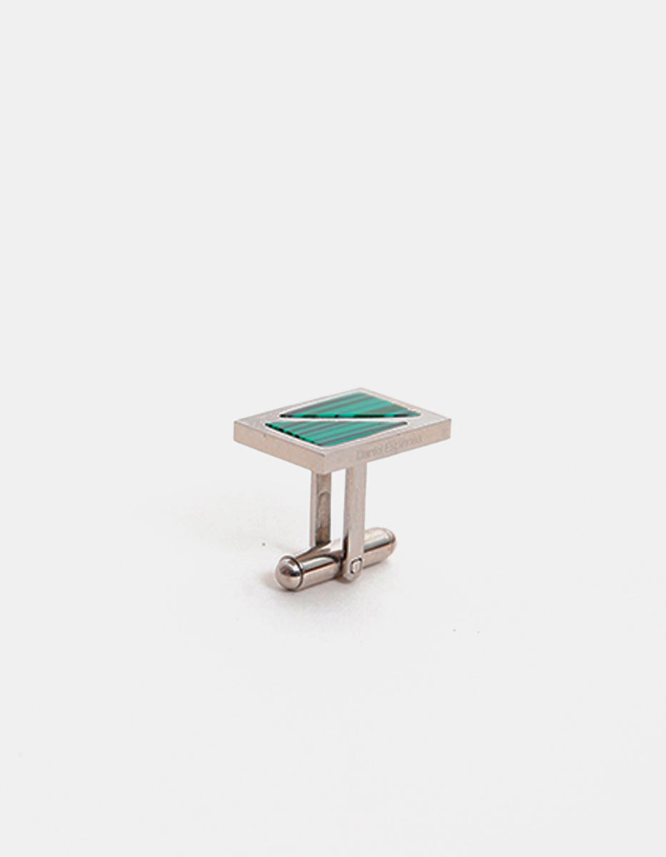 Mancuernillas de metal noble con baño de rodio y detalles en malaquita Nordic