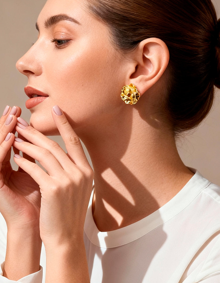 Aretes con flores en baño de oro Edén