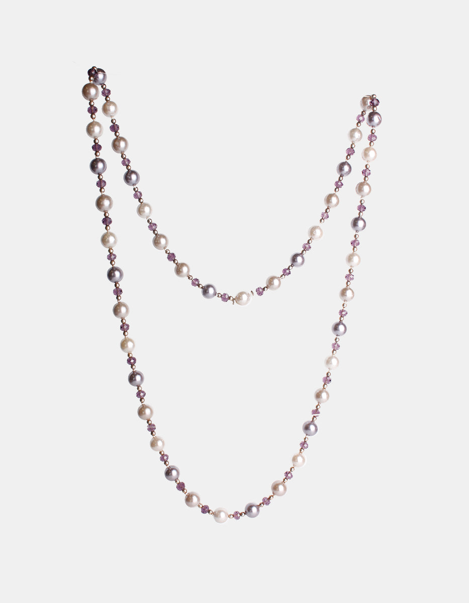 Collar bronce con baño rodio & perla mabe Isla de Mallorca