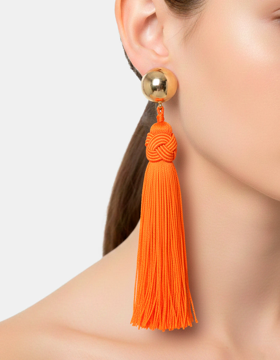 Aretes con pompones naranja Esplendida