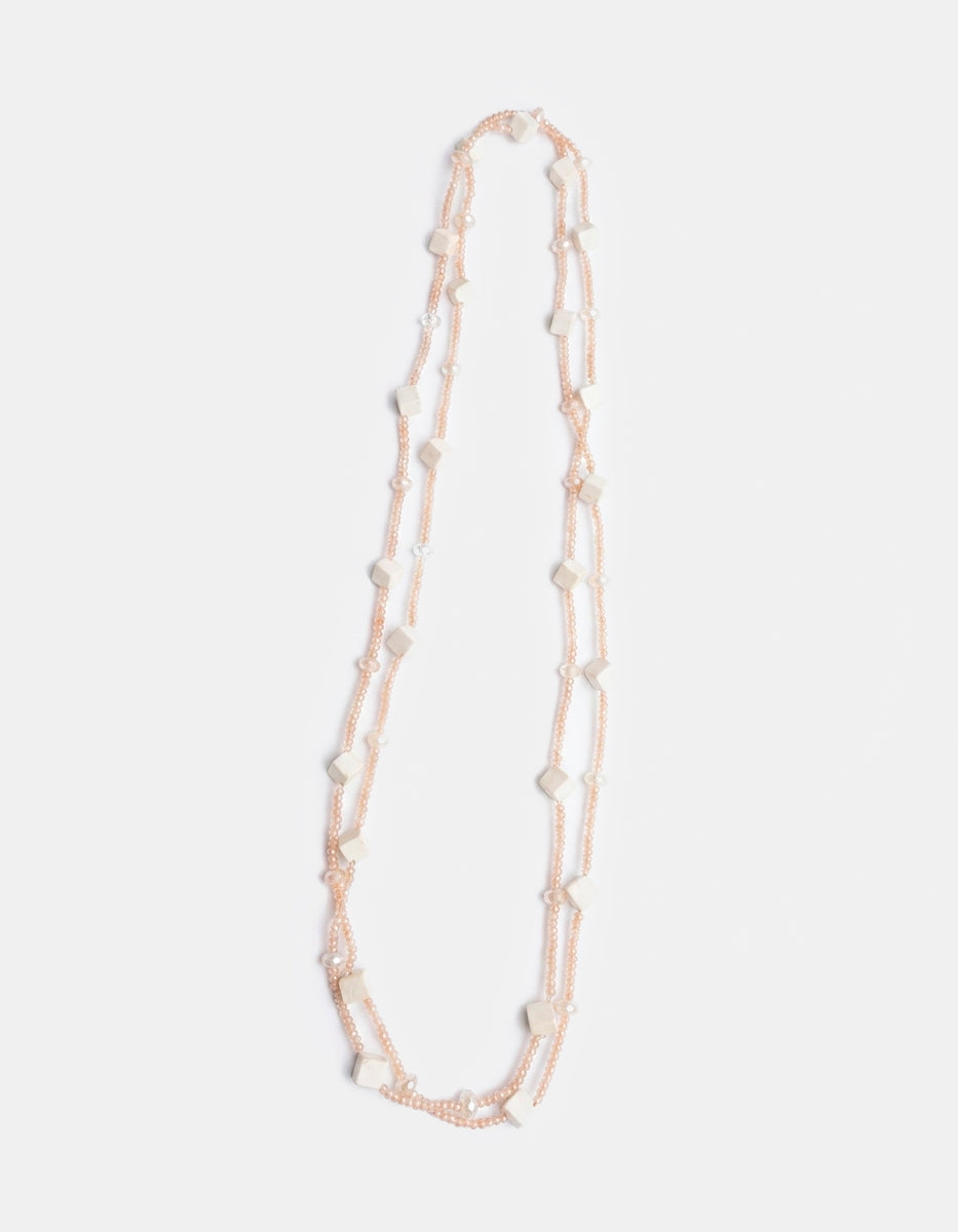 Collar de bronce con baño de oro 22k y perla Mabe