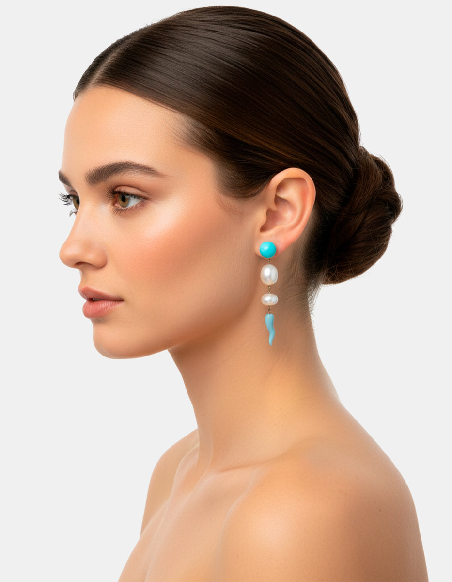 Aretes de Bronce con Baño de Oro 22kt con perlas Mabe By Daniel