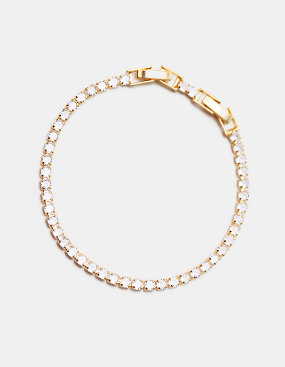 Pulsera rivière en baño de oro de 22 kt con topacios blancos en corte brillante Festive Style