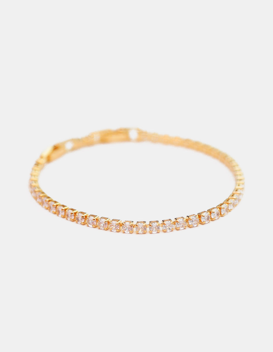 Pulsera rivière en baño de oro de 22 kt con topacios blancos en corte brillante Festive Style