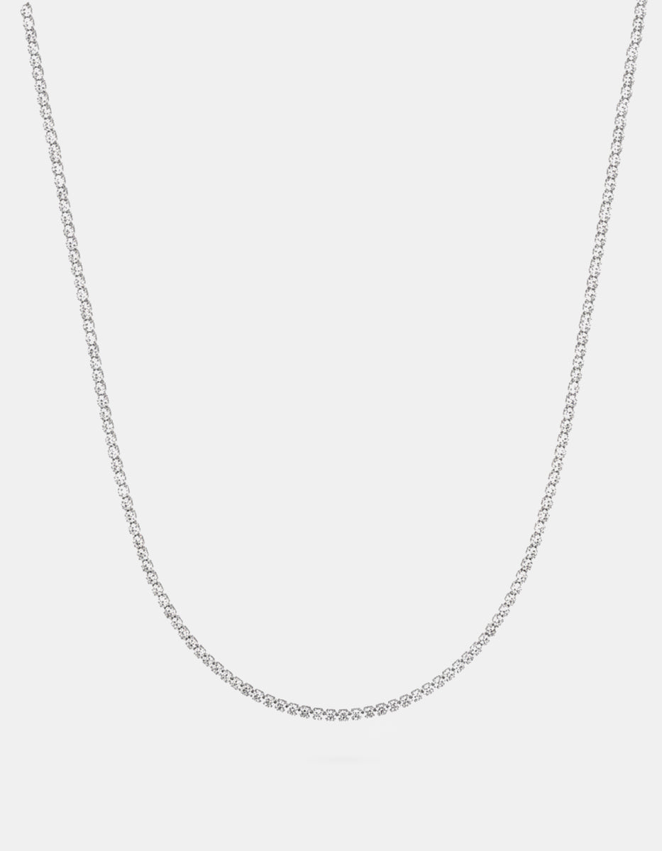 ⚡Ei Collar Riviere en Plata .925 con Baño de Rodio y Topacios Blancos