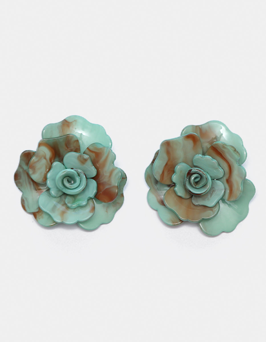 Aretes de Baquelita con forma de Flor en Tono Aqua Mandragora