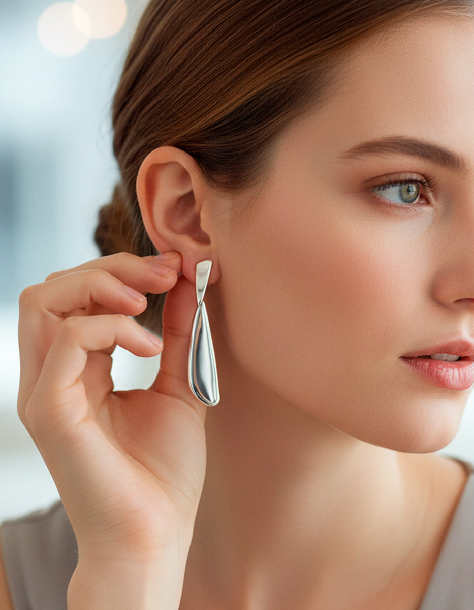 Aretes de metal noble en baño de platino